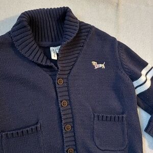 Janie and Jack Navy Cardigan with Embroidered Dog